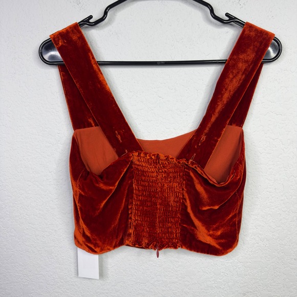 Reformation Wes Pants Set Women 4 Orange Silk Blend Velvet Wide Leg Holiday Luxe - Picture 9 of 15